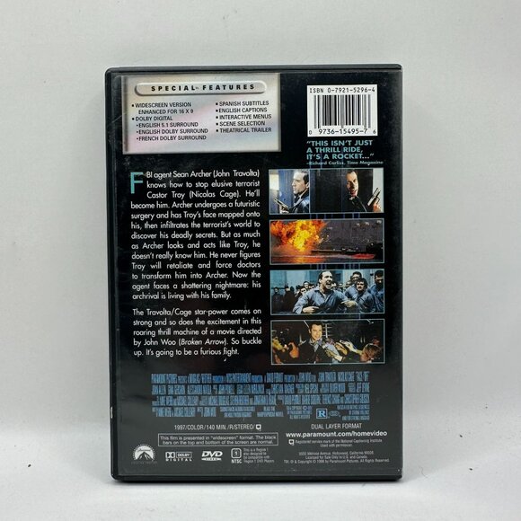 Face/Off DVD Widescreen Collection John Travolta & Nicolas Cage Rated R - Picture 2 of 3